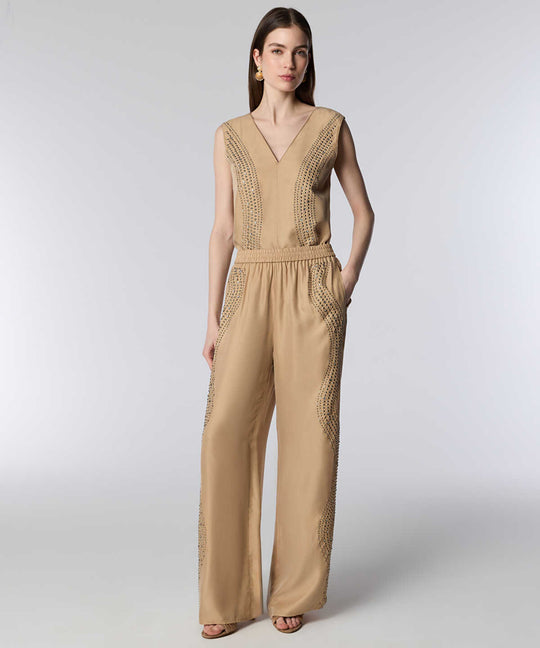 Rhinestone Wide-Leg Trousers