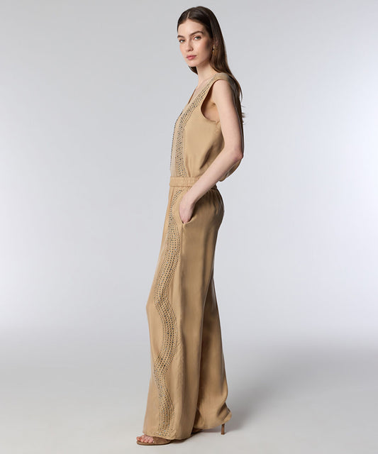 Rhinestone Wide-Leg Trousers