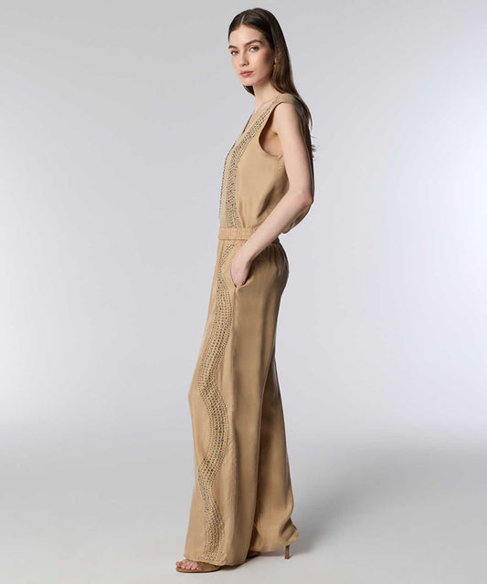 Rhinestone Wide-Leg Trousers