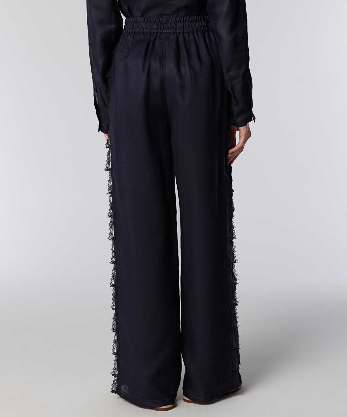 Lace-Trim Wide-Leg Trousers
