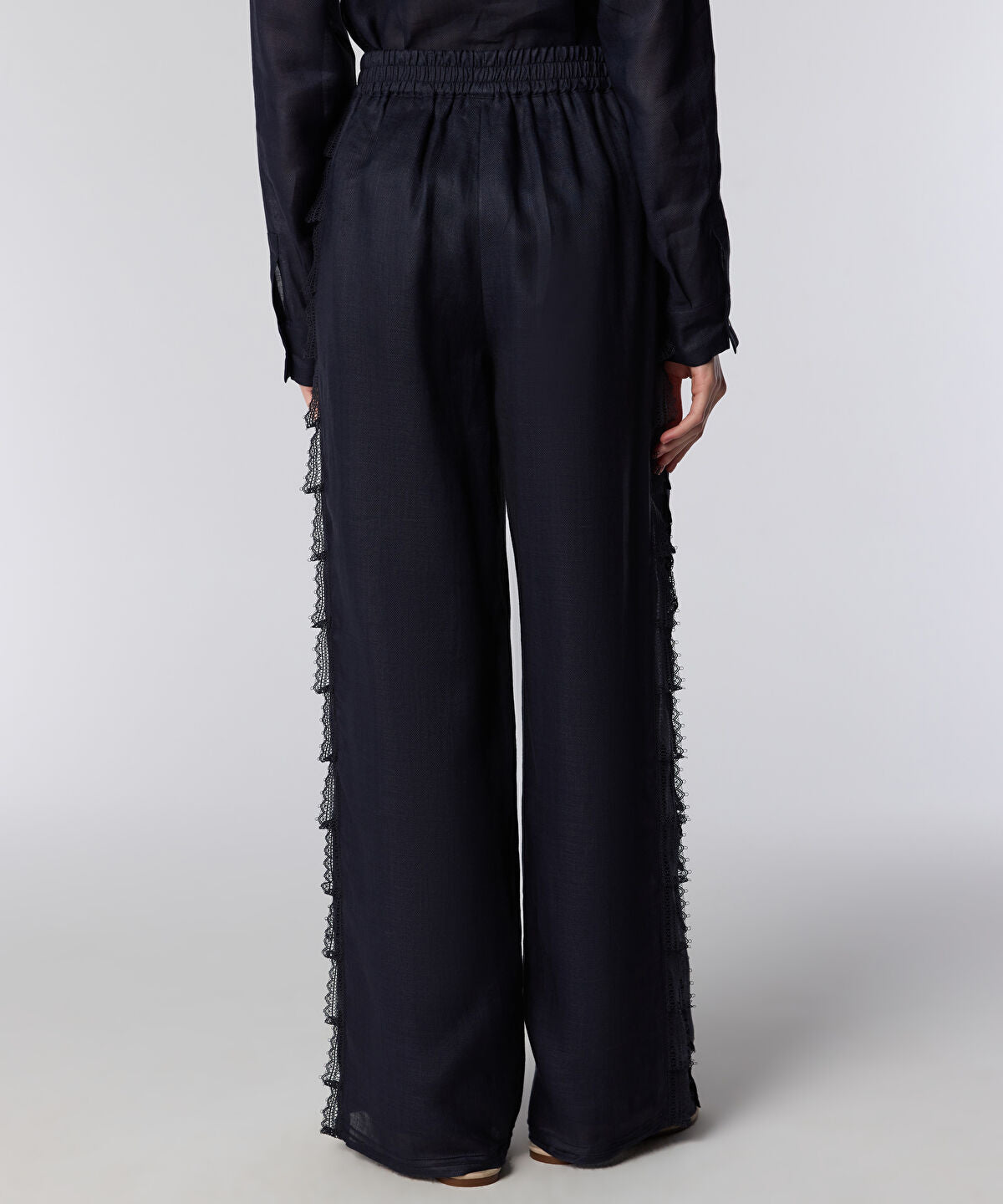 Zoomed Lace-Trim Wide-Leg Trousers