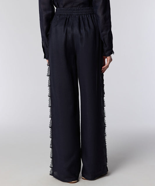 Lace-Trim Wide-Leg Trousers