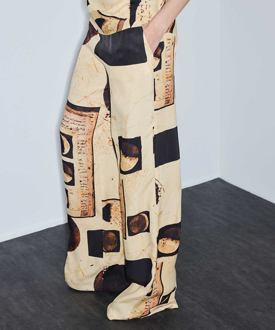 Printed Wide-Leg Trousers