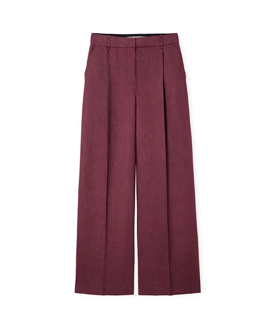 Belted Wide-Leg Linen Trousers