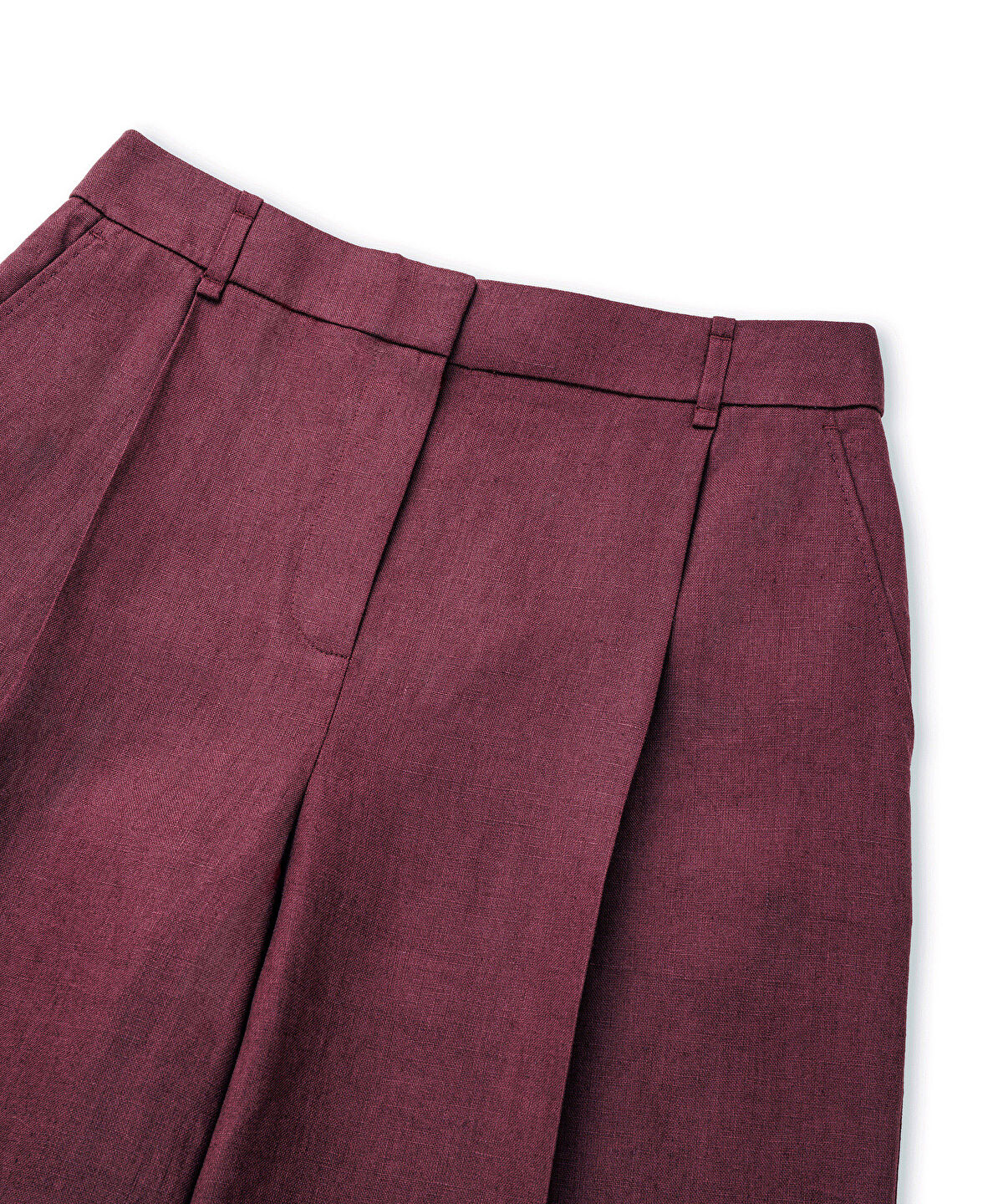 Zoomed Belted Wide-Leg Linen Trousers