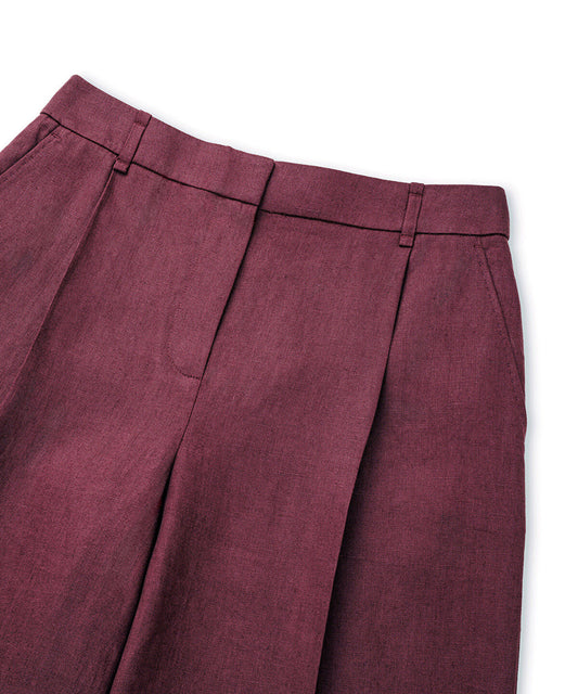 Belted Wide-Leg Linen Trousers