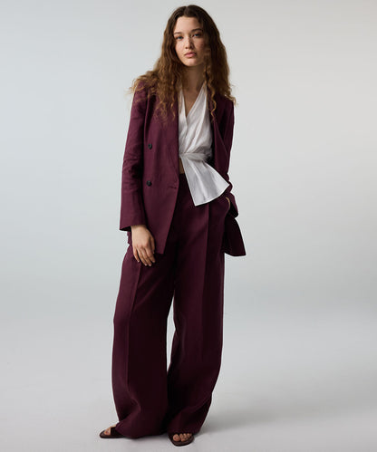 Belted Wide-Leg Linen Trousers