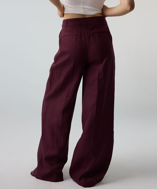 Belted Wide-Leg Linen Trousers
