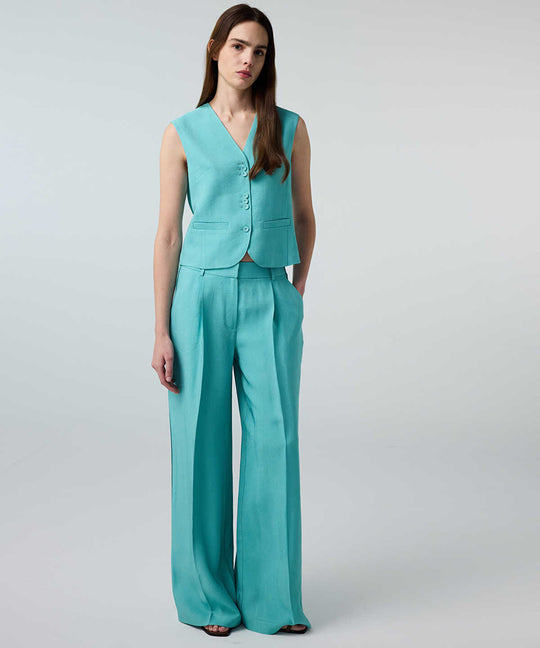 Textured Wide-Leg Trousers