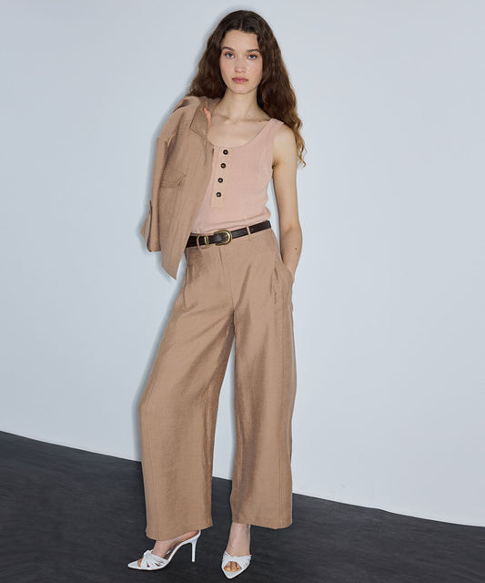Belted Barrel-Fit Trousers