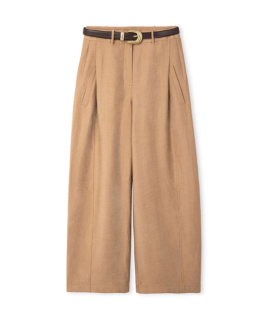 Belted Barrel-Fit Trousers