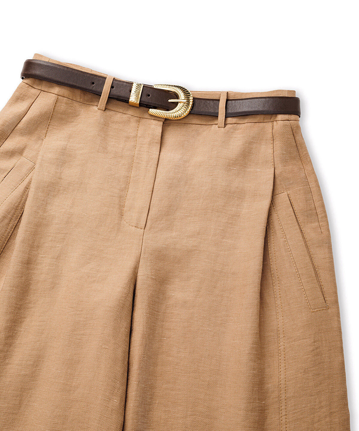 Belted Barrel-Fit Trousers