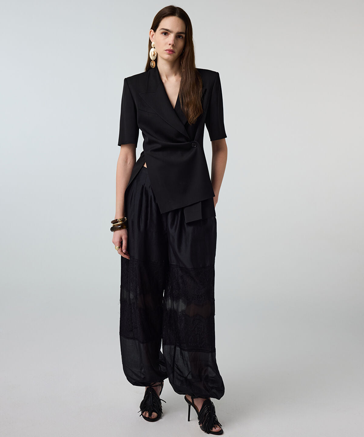 Zoomed Lace-Trimmed Balloon Trousers