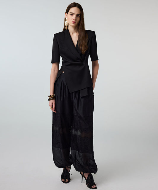 Lace-Trimmed Balloon Trousers