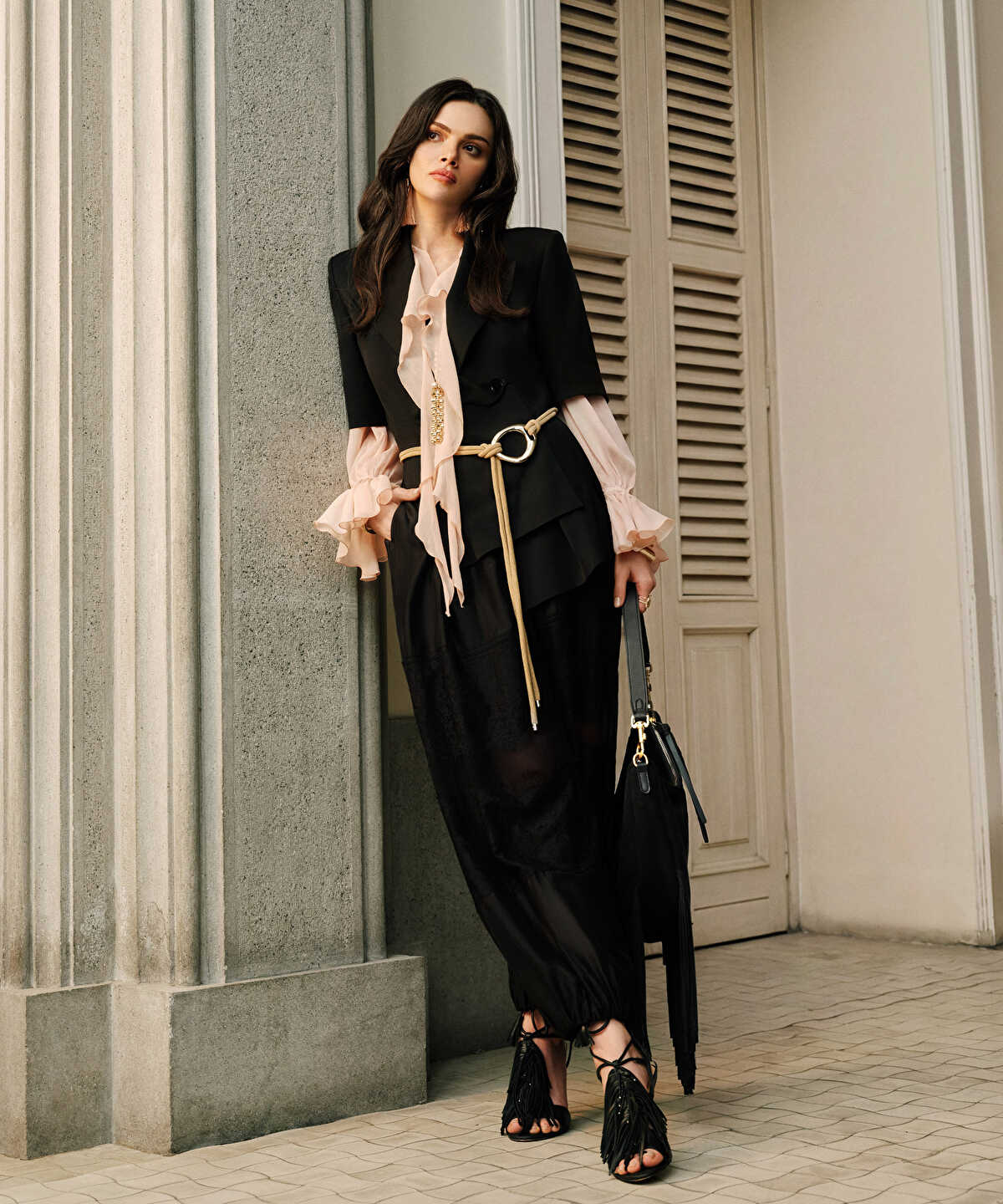 Zoomed Lace-Trimmed Balloon Trousers