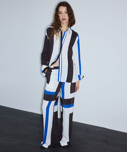 Color-Block Wide-Leg Trousers