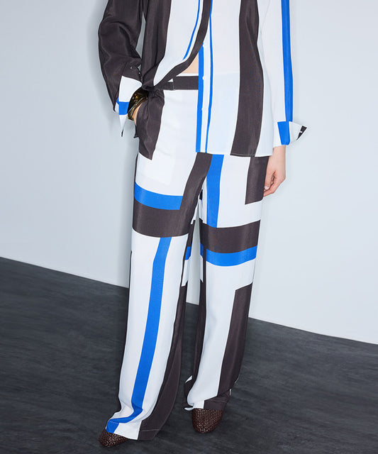 Color-Block Wide-Leg Trousers