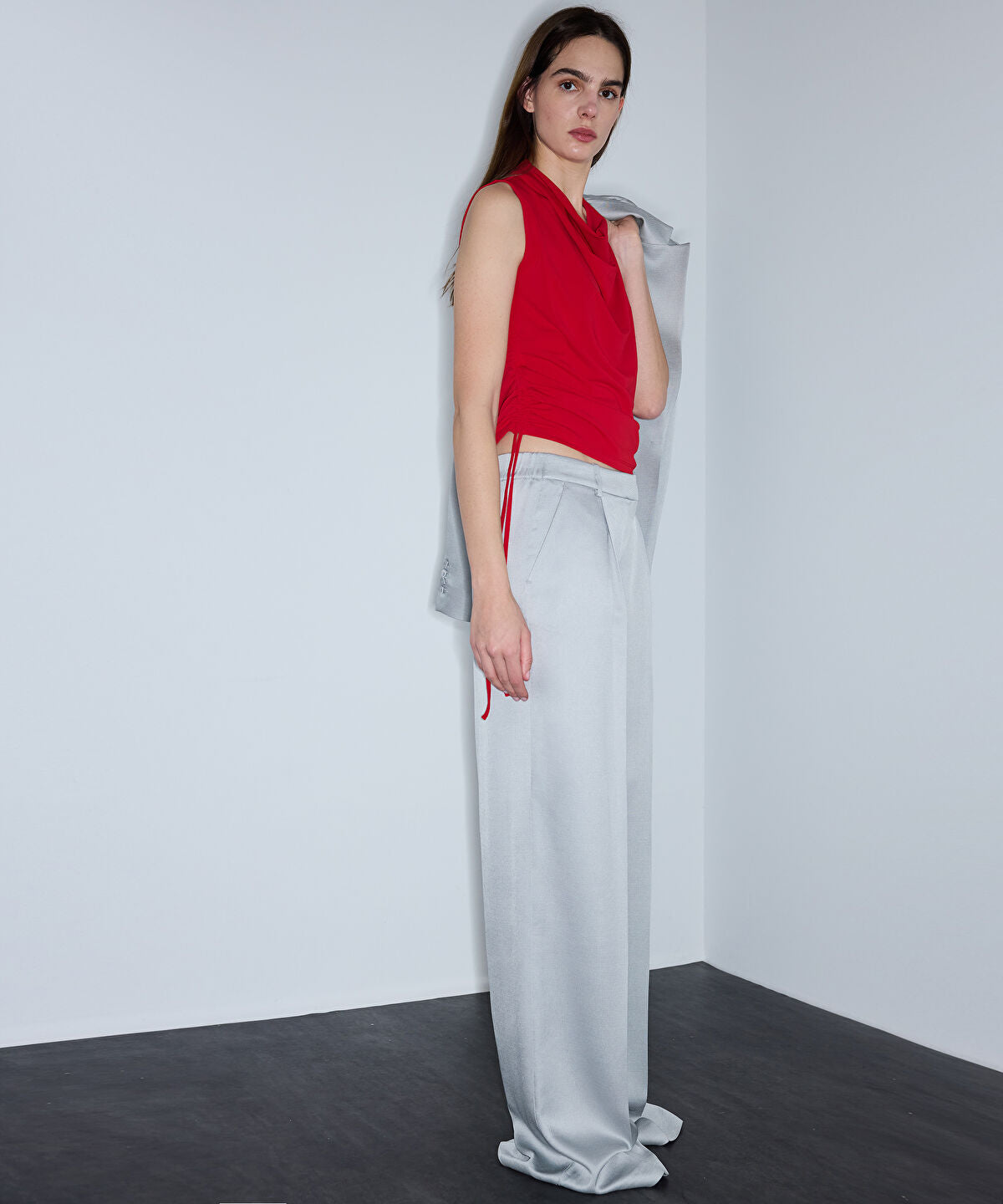 Zoomed Shiny Tailored Trousers