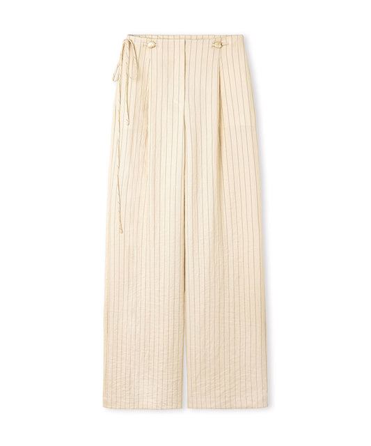 Beaded-Waist Striped Trousers