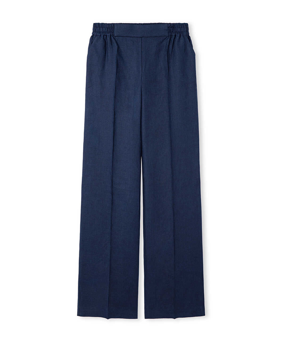 Belted Linen Wide-Leg Trousers