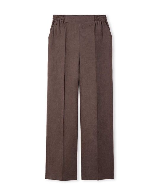 Belted Linen Wide-Leg Trousers