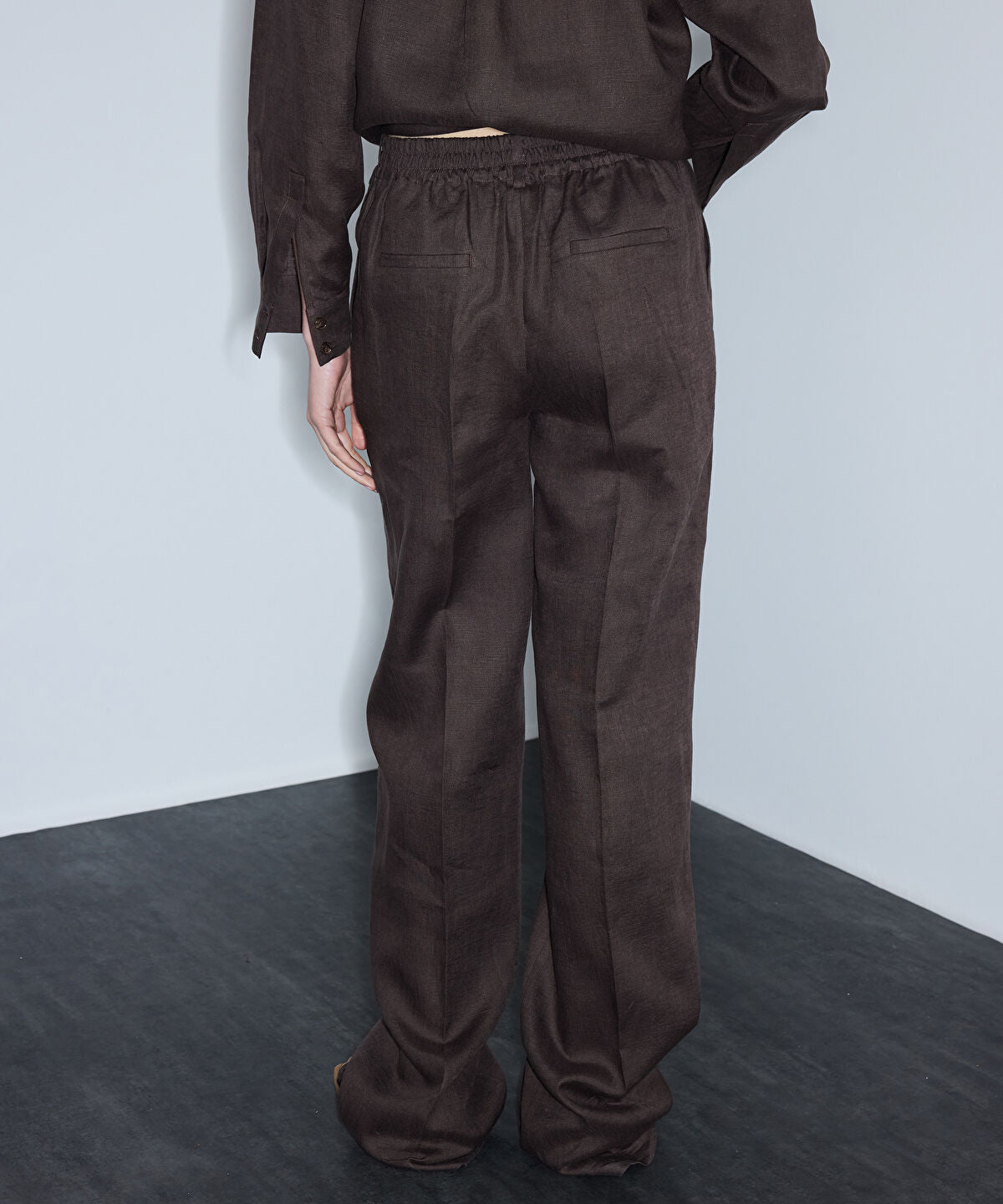 Zoomed Belted Linen Wide-Leg Trousers