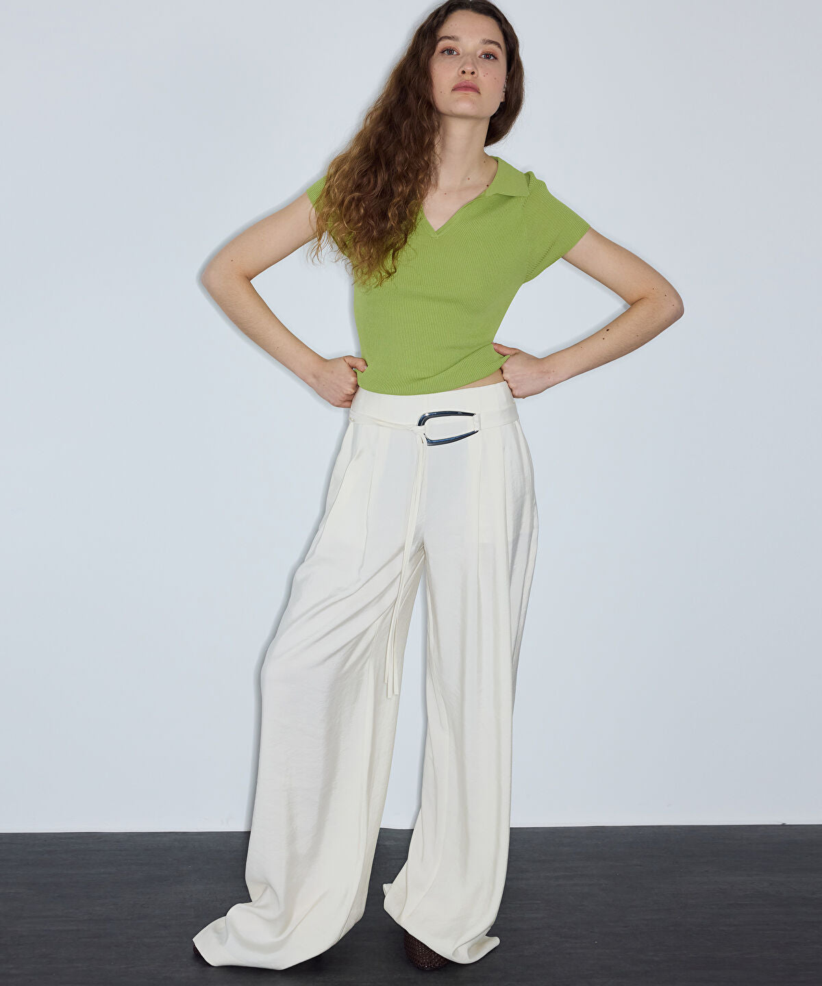 Zoomed Wide-Leg Trousers with Belt