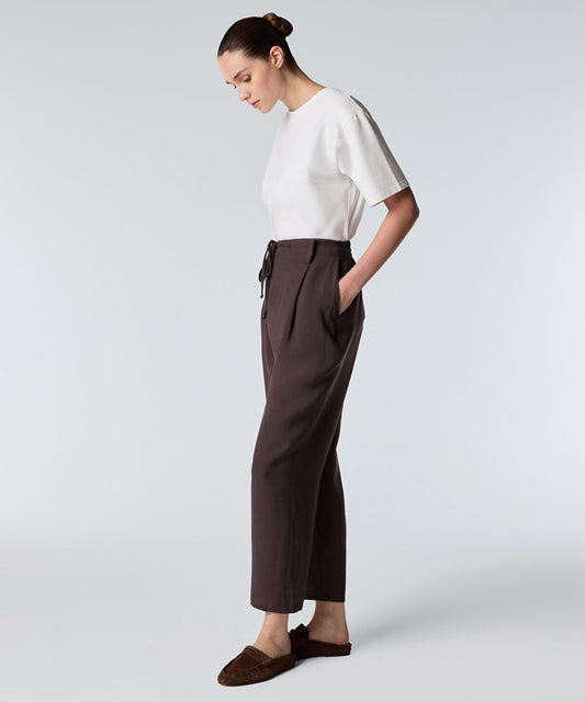Tie-Waist Carrot Fit Trousers