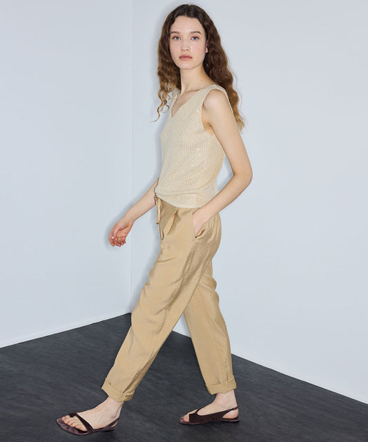 Tie-Waist Carrot Fit Trousers