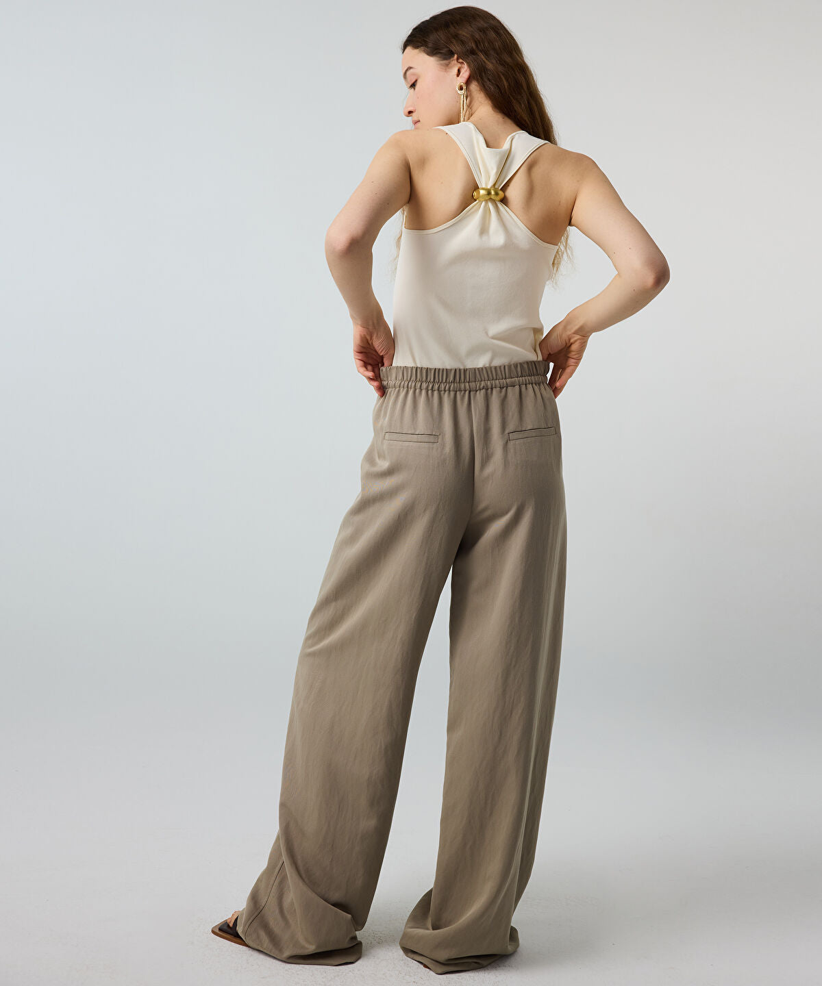 Zoomed Tie-Waist Wide-Leg Trousers