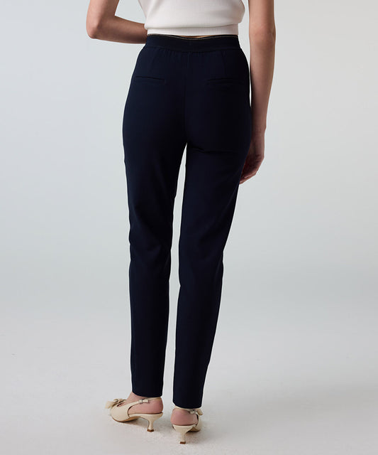 Lurex-Waisted Skinny Trousers