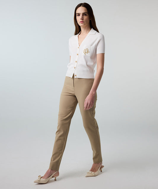 Lurex-Waisted Skinny Trousers