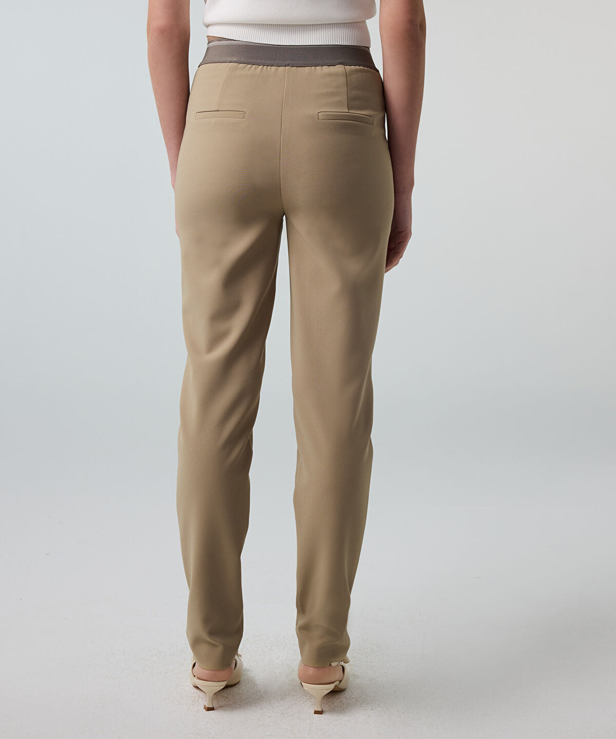 Lurex-Waisted Skinny Trousers
