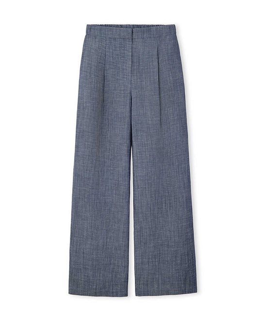 Denim-Effect Wide-Leg Trousers