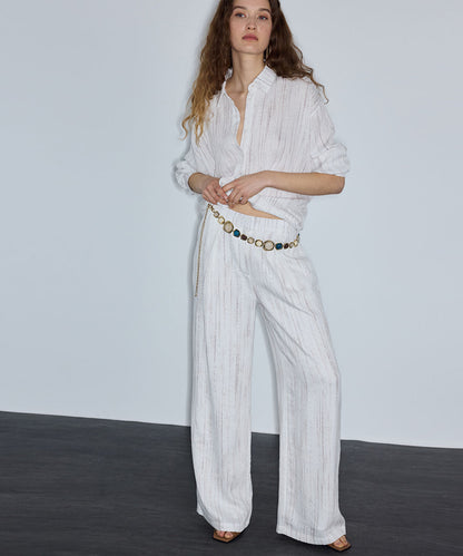 Embellished Wide-Leg Trousers