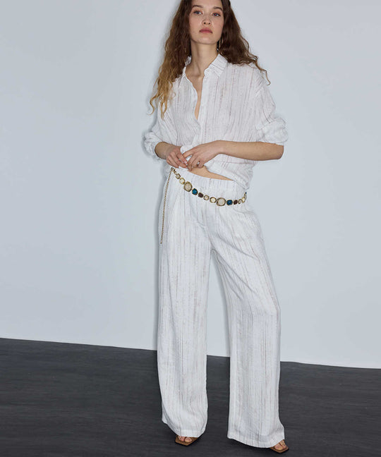 Embellished Wide-Leg Trousers