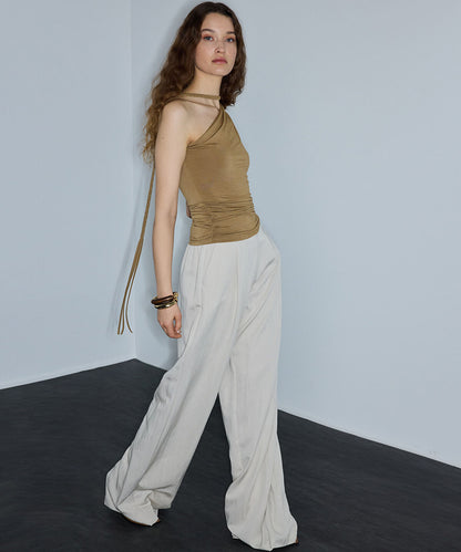 Pleated Wide-Leg Trousers