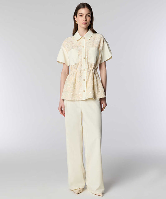 Elastic-Back Wide-Leg Trousers