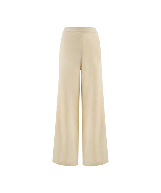 Elastic-Back Wide-Leg Trousers