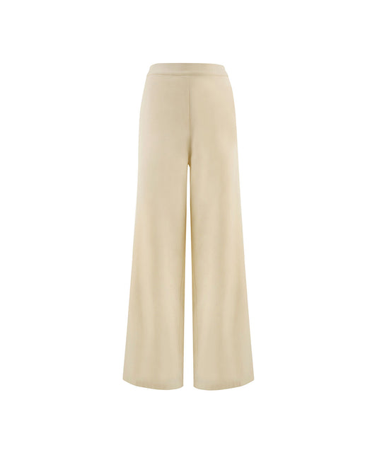 Elastic-Back Wide-Leg Trousers