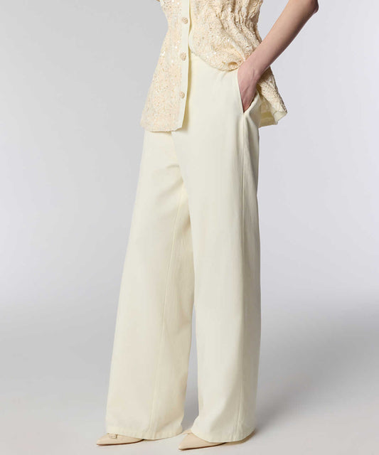 Elastic-Back Wide-Leg Trousers