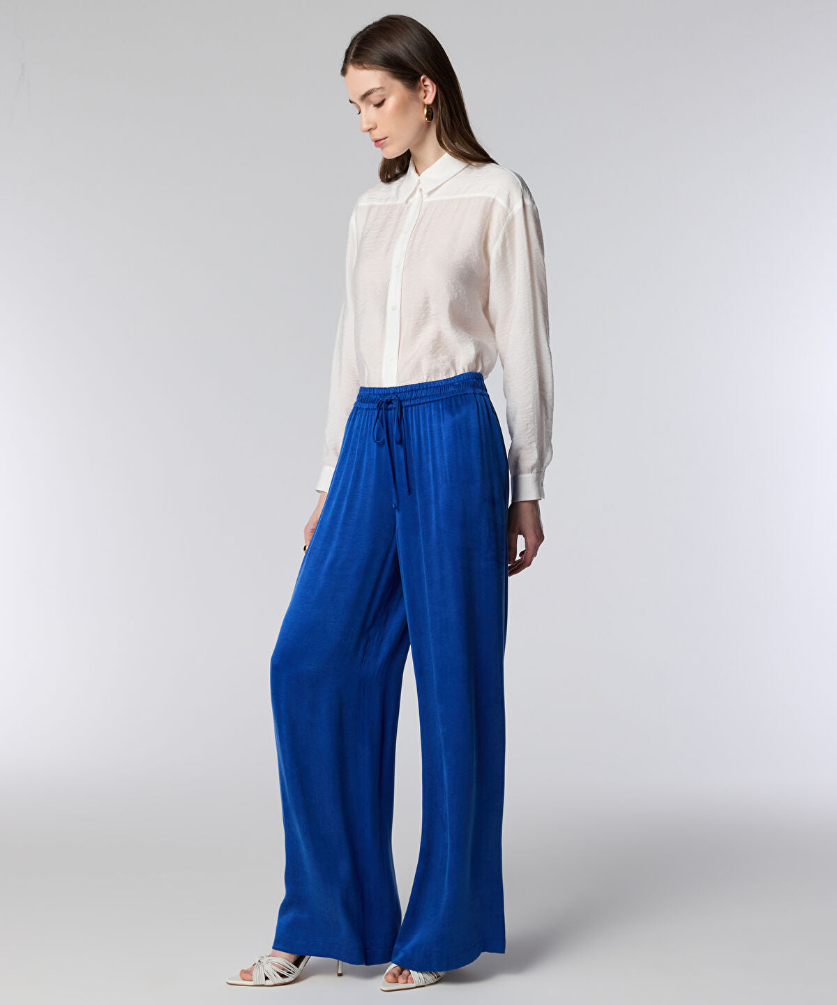 Tie-Waist Wide-Leg Trousers
