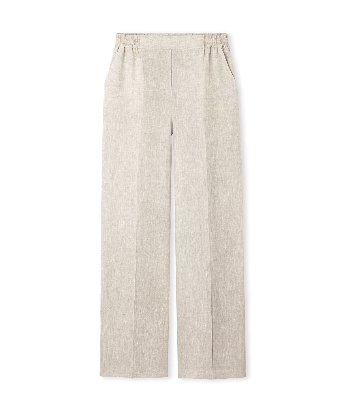 Zoomed Pressed-Crease Belted Linen Trousers
