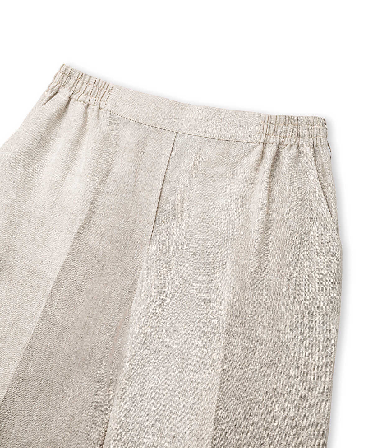 Pressed-Crease Belted Linen Trousers