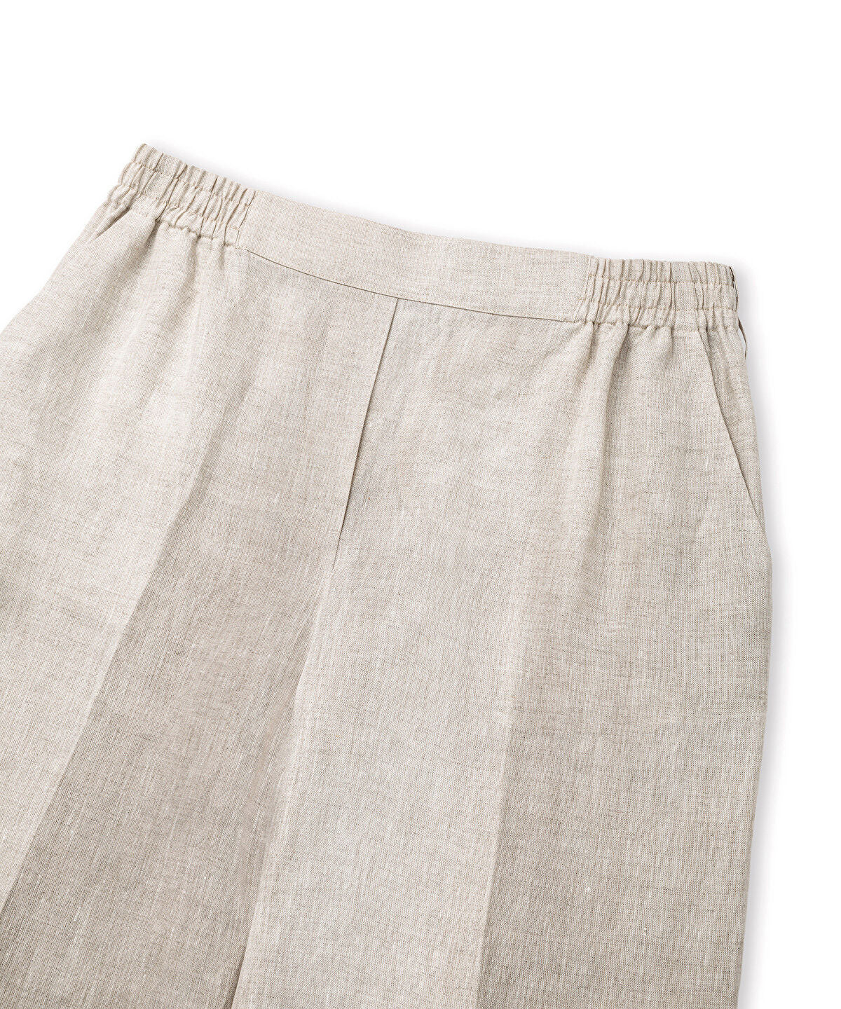 Pressed-Crease Belted Linen Trousers