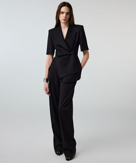 Viscose-Blend Wide-Leg Trousers