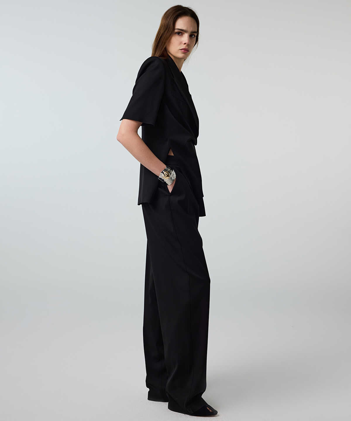 Zoomed Viscose-Blend Wide-Leg Trousers