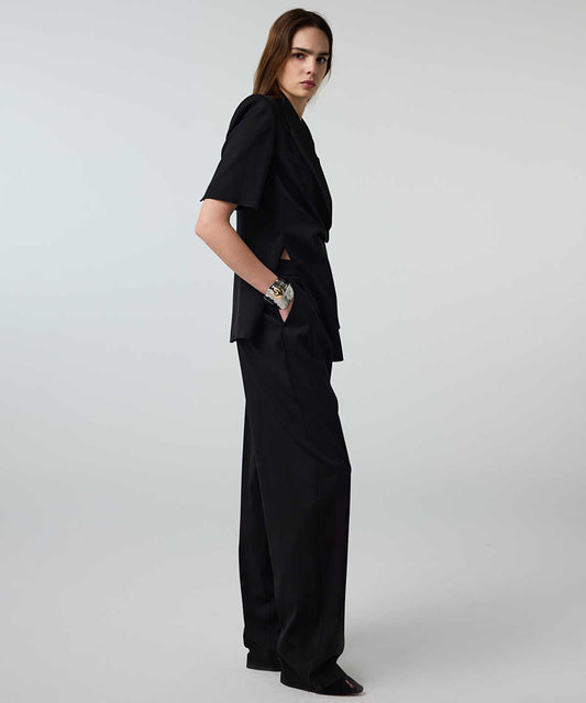 Viscose-Blend Wide-Leg Trousers