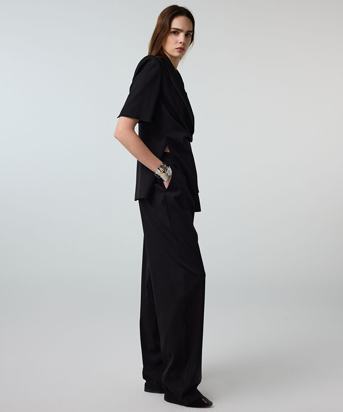 Zoomed Viscose-Blend Wide-Leg Trousers