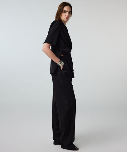 Viscose-Blend Wide-Leg Trousers